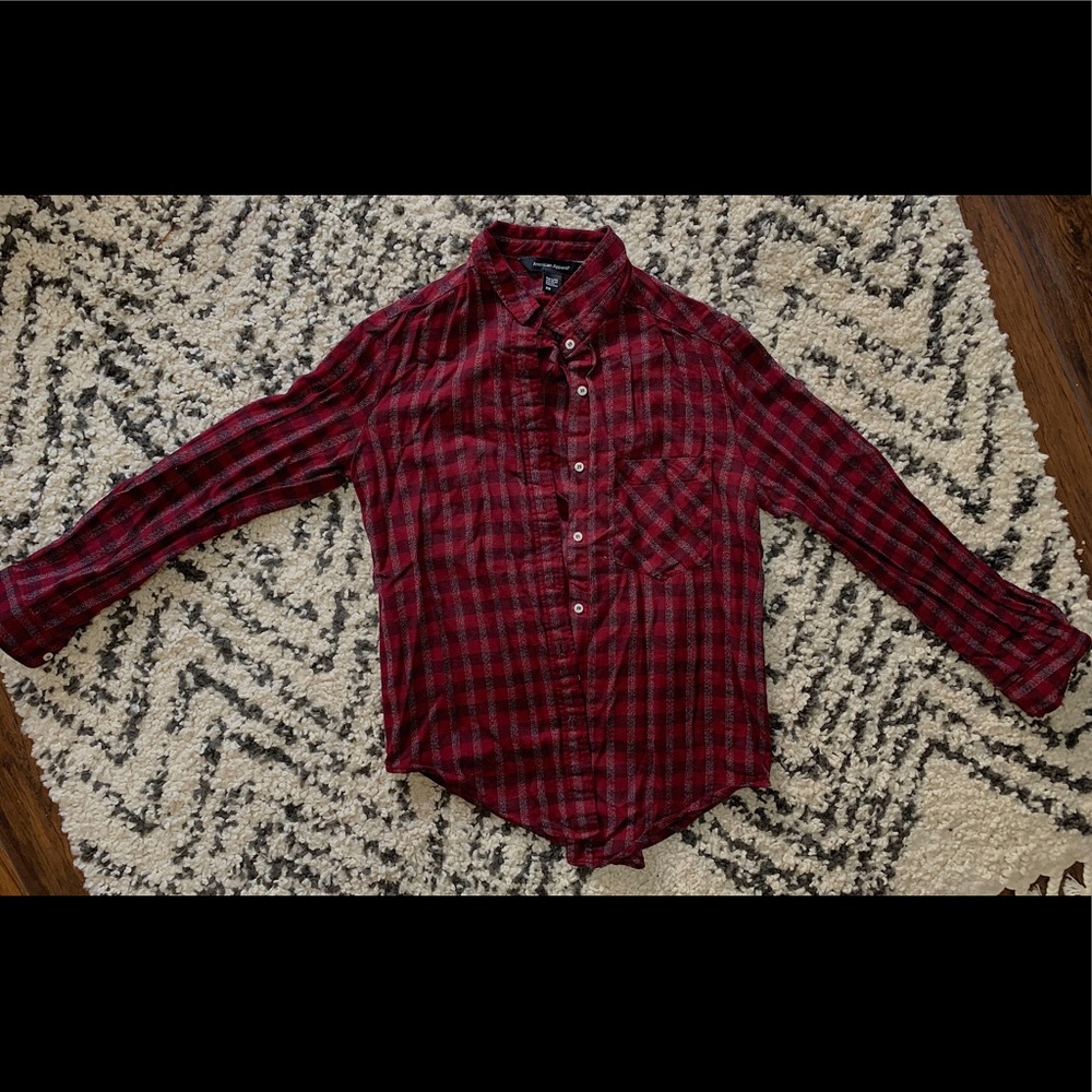 Red American apparel flannel shirt